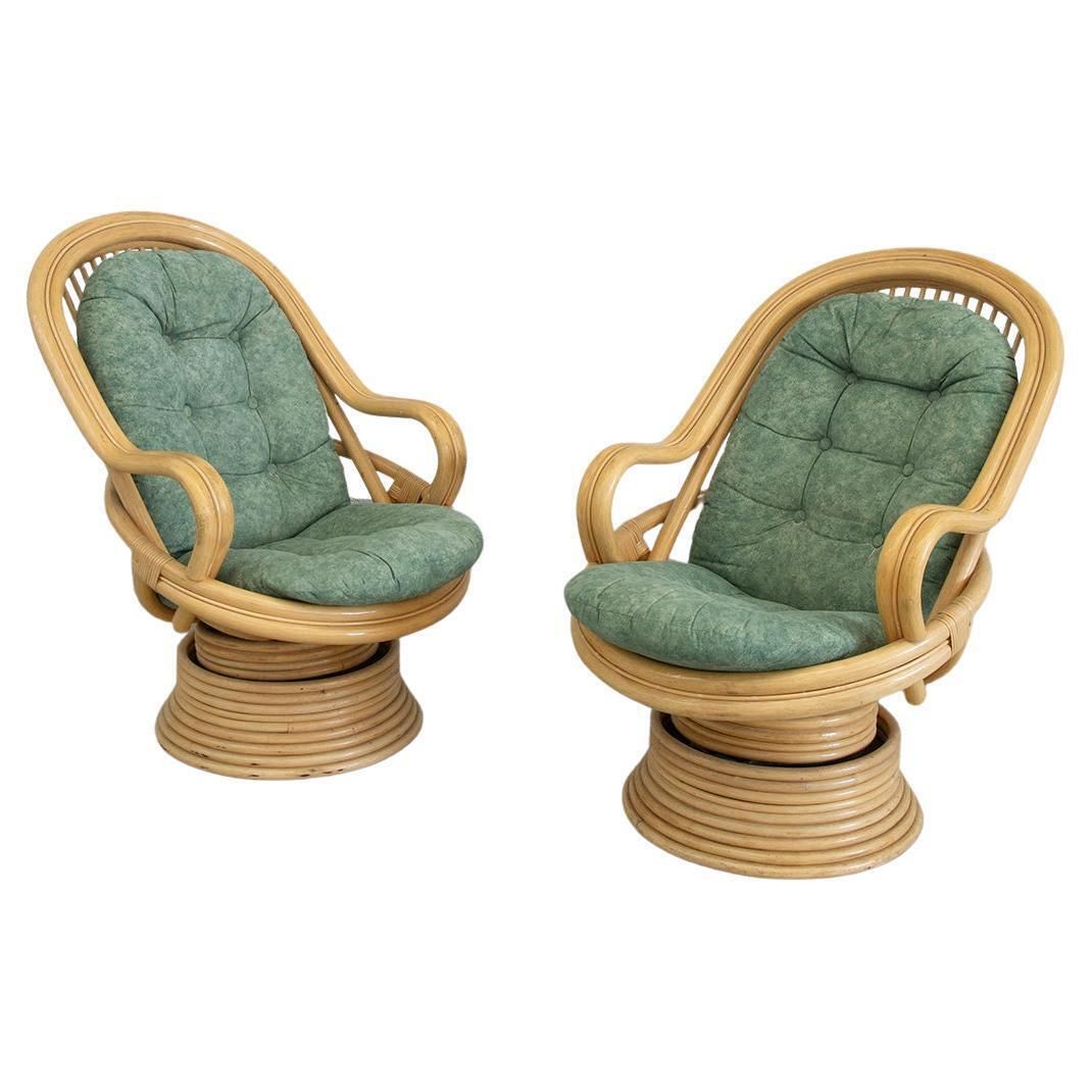 Rattan And Bamboo Rocking Armchairs Attributed To Axel Enthoven