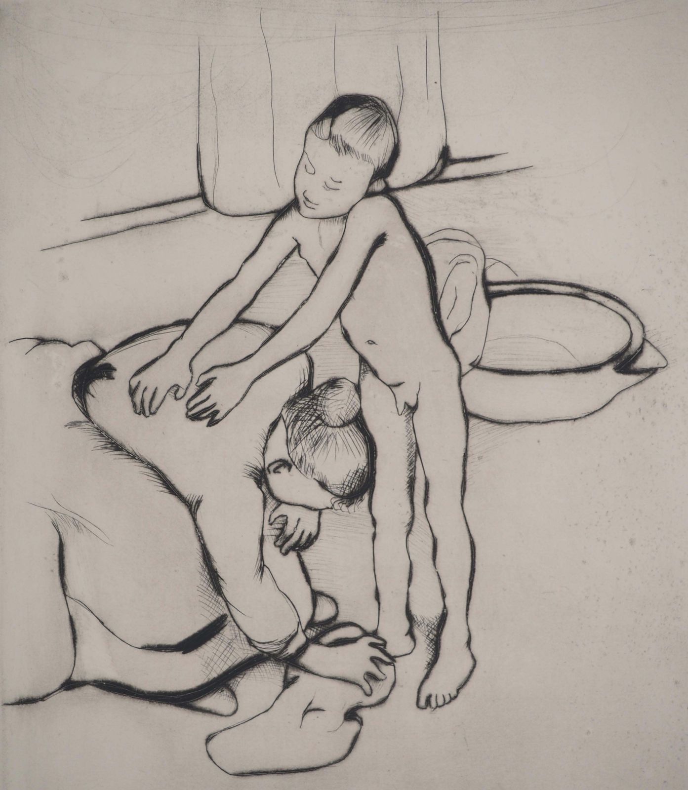Suzanne Valadonmother And Son   Original Etching Signed (Petrides #E15)1932 photo furniture
