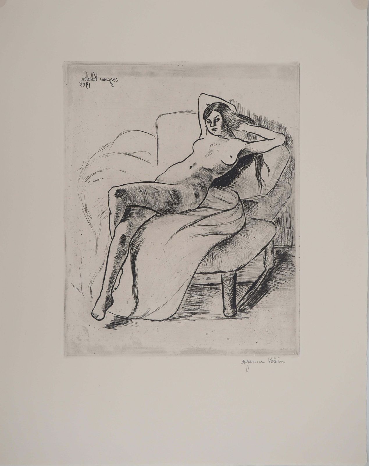 Suzanne Valadonlying Naked Woman   Original Etching Signed (Petrides #E11)1932