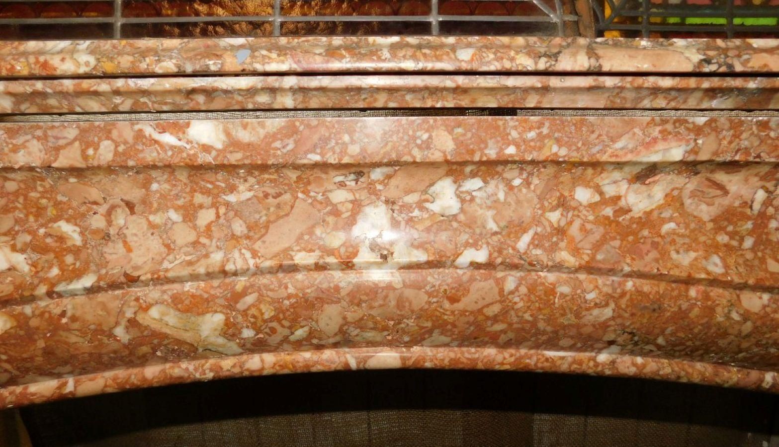 Fireplace Mantel In Red Marble, Carved Linear, Italy photo vinterior