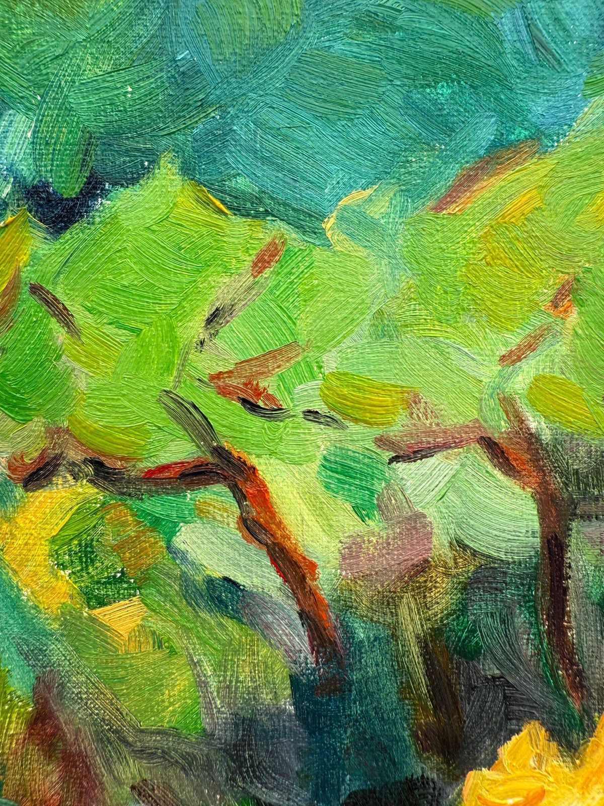 Bernadette Van Baarsen Green & Yellow Provençal Landscape In Oil On Canvas. 'Vallon De Saint Jean'2023 photo for sale