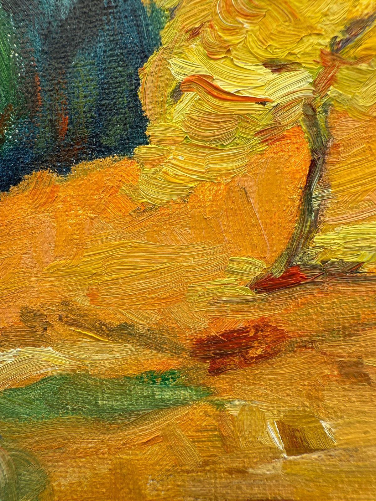 Bernadette Van Baarsen Green & Yellow Provençal Landscape In Oil On Canvas. 'Vallon De Saint Jean'2023 photo Art