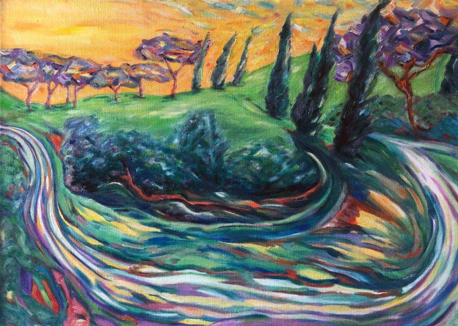 Bernadette Van Baarsen Contemporary Provençal Landscape. 'Chemin De La Chapelle'.2023 photo furniture