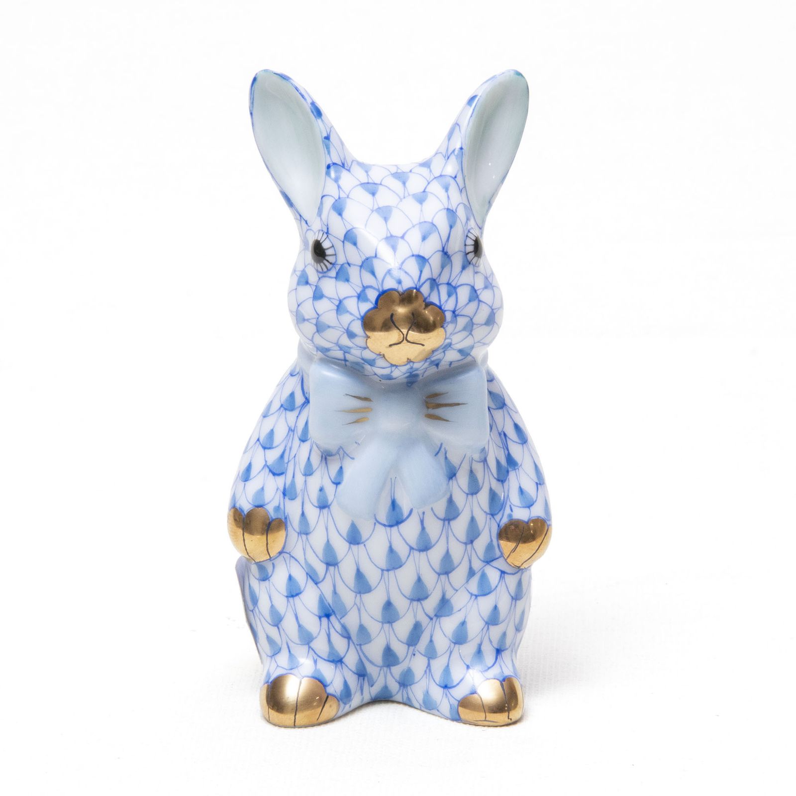Herend Porcelain Bowtie Bunny In Blue