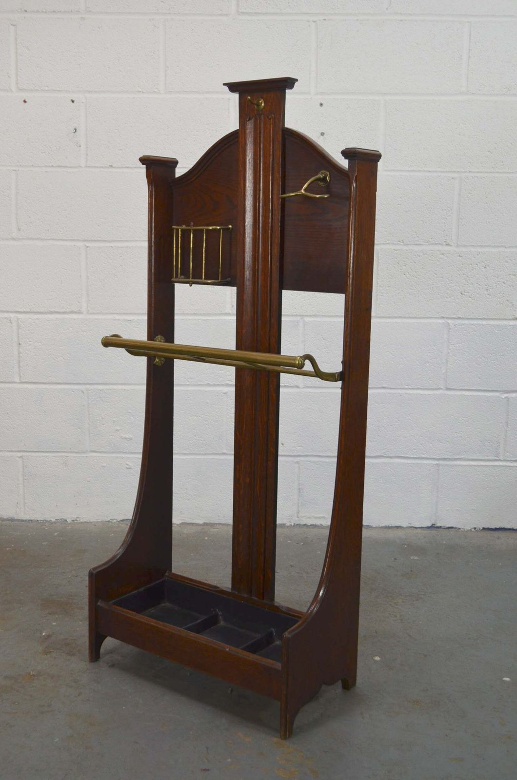 A High Victorian Late 19th Century Oak & Brass Umbrella Stand photo furniture