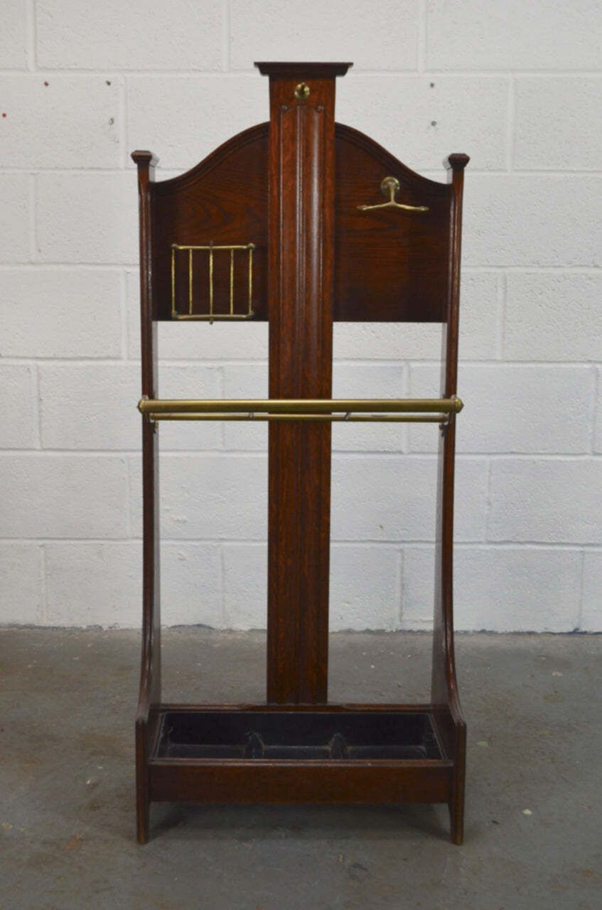 A High Victorian Late 19th Century Oak & Brass Umbrella Stand photo Home Decor