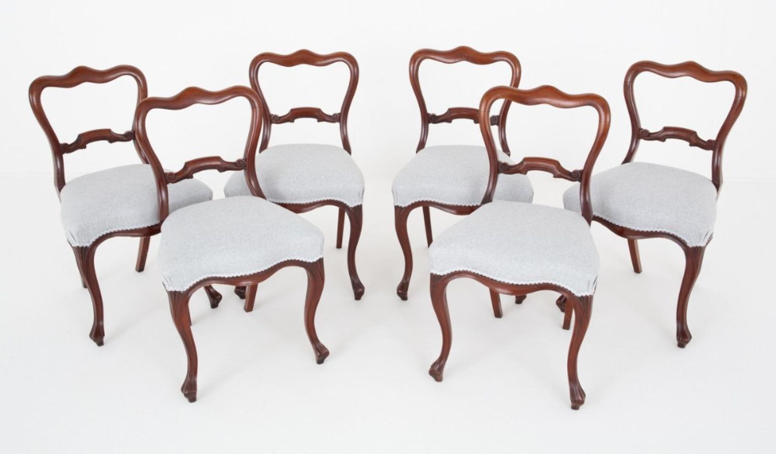 Set 6 Victorian Balloon Back Dining Chairs Mahogany