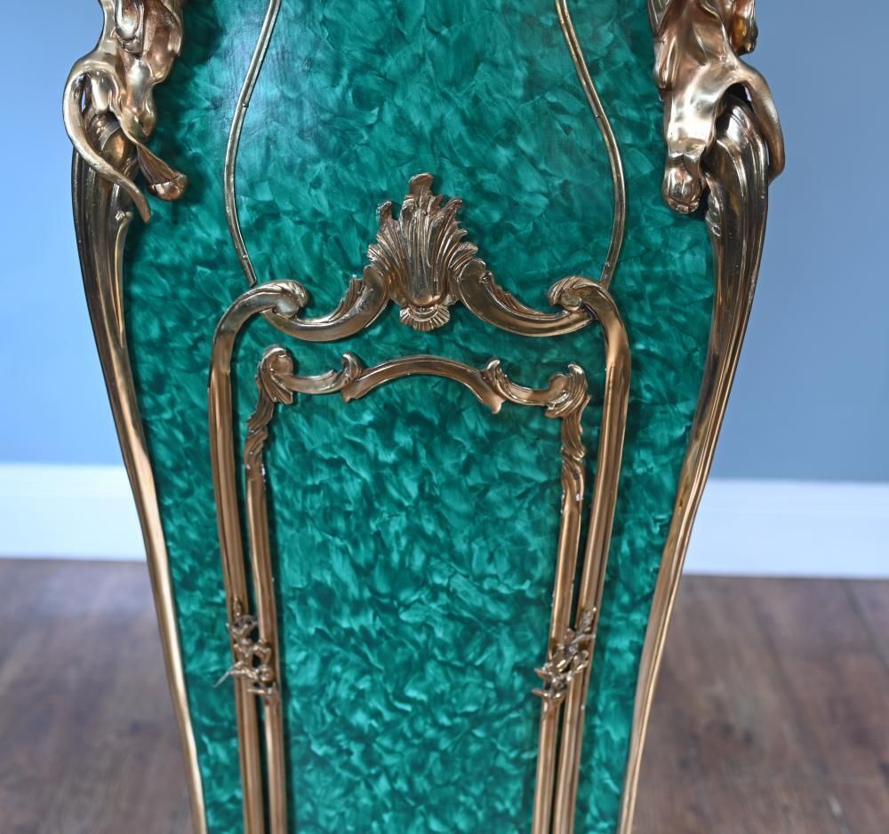 Pair French Malachite Pedestal Stands Napoleon III Revival Linke photo vintage