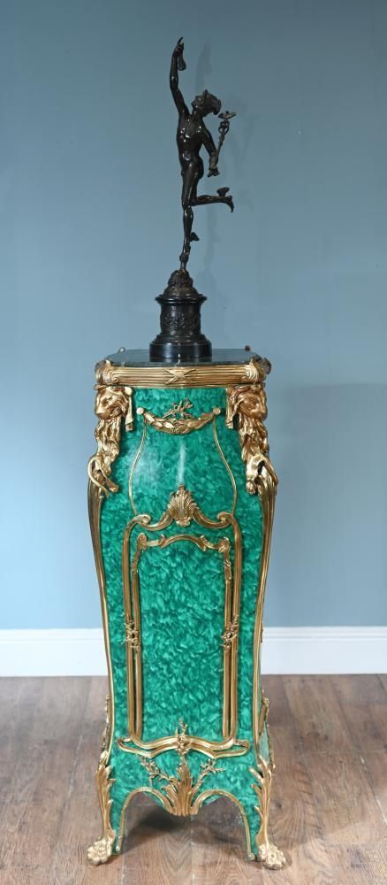 photo buy Pair French Malachite Pedestal Stands Napoleon III Revival Linke