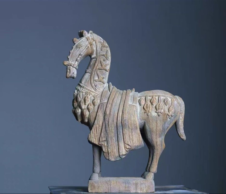 19th Century Hand Carved Horse, Camphorwood photo furniture