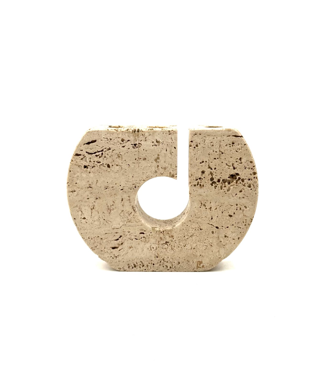 Enzo Mari, Brutalist Travertine Candle Holder, Fratelli Mannelli Italy 1970s photo Home Decor