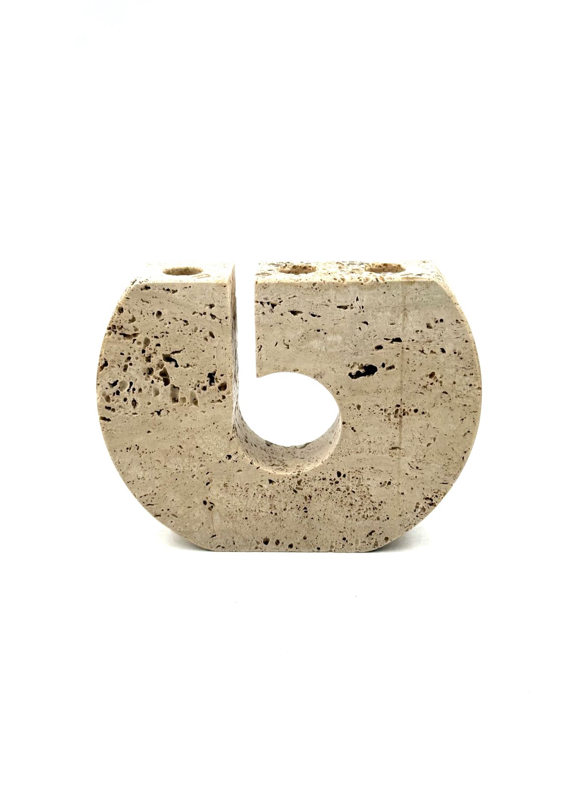 Enzo Mari, Brutalist Travertine Candle Holder, Fratelli Mannelli Italy 1970s