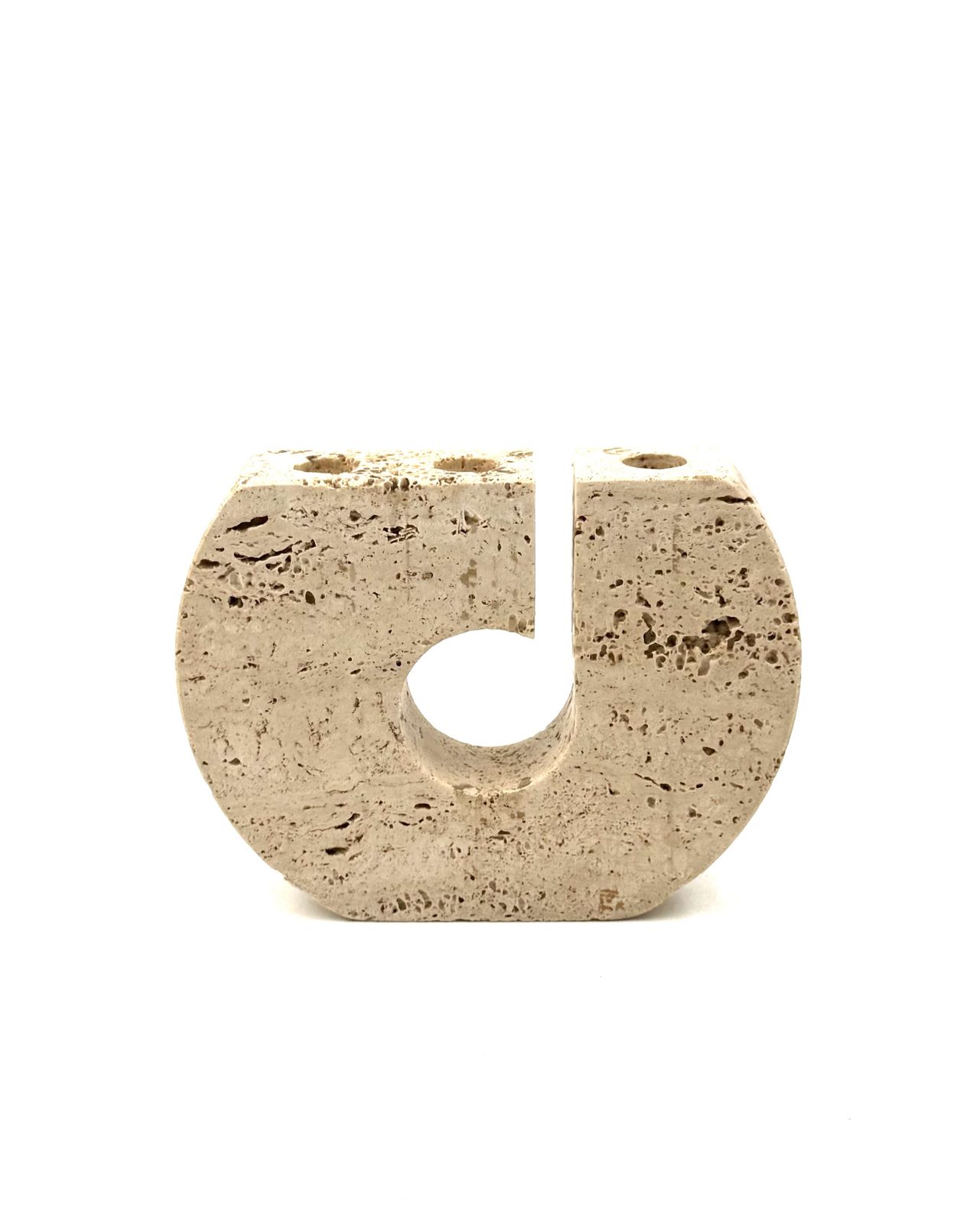 photo buy Enzo Mari, Brutalist Travertine Candle Holder, Fratelli Mannelli Italy 1970s