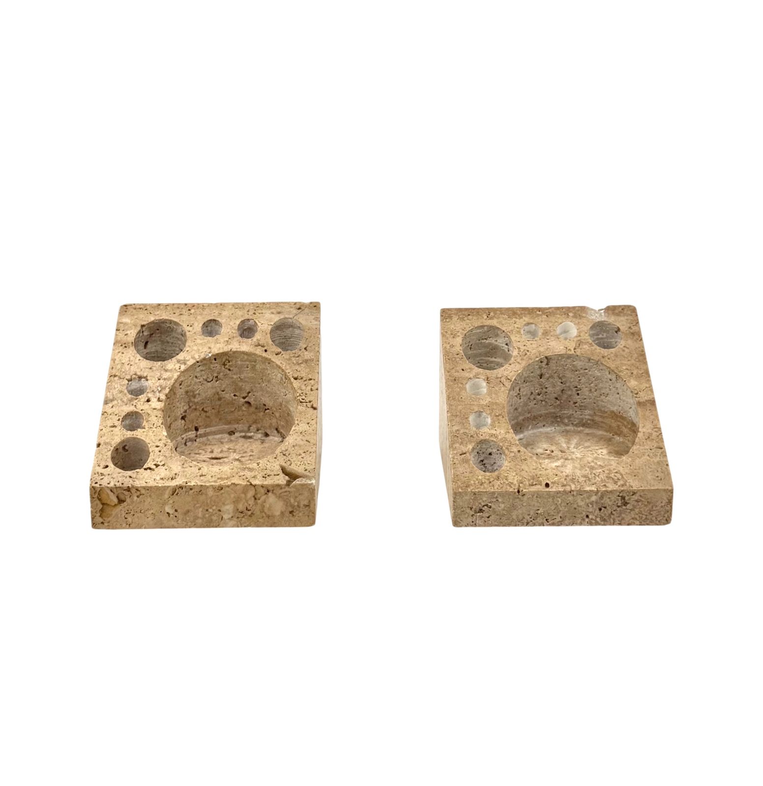 Enzo Mari, Set Of 2 Travertine Desk Organizers, Danese Italy 1970s photo buy