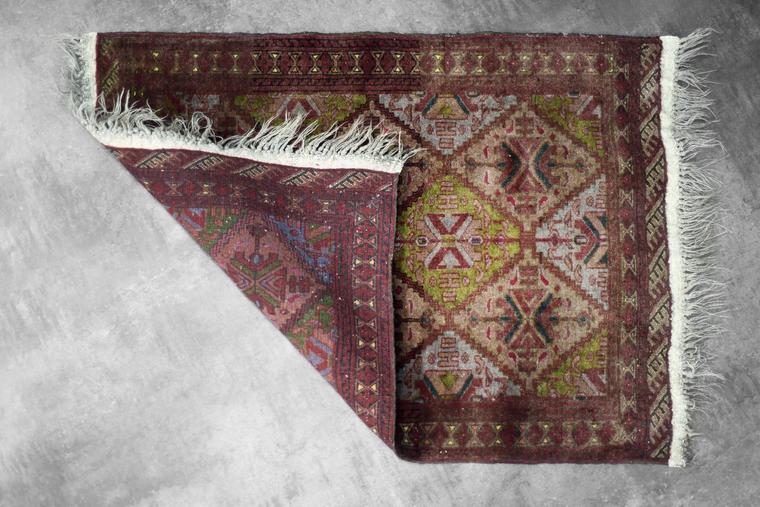 photo for sale Vintage Hand Woven Oriental Turkmen Ersari Rug, 1950s