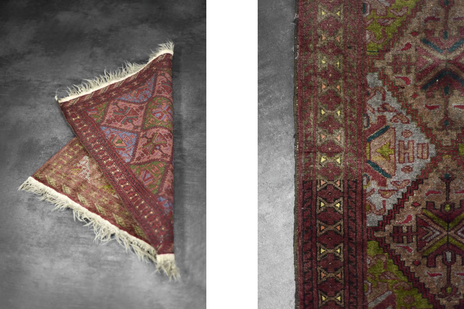 Textiles Vintage Hand Woven Oriental Turkmen Ersari Rug, 1950s photo