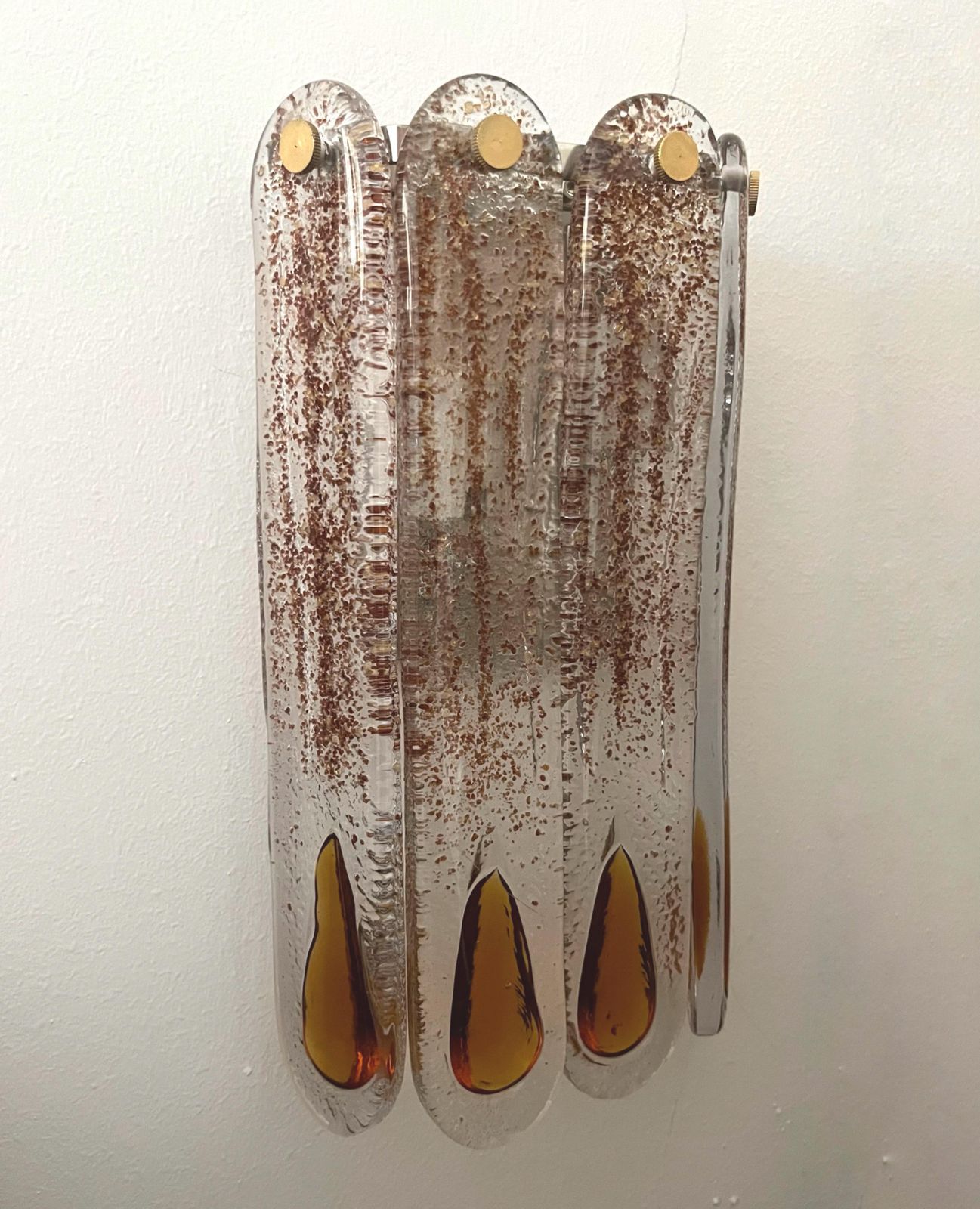 6093.0 Italian Mid Century Set Of Four Amber Murano Wall Sconces By Mazzega, 1970s photo