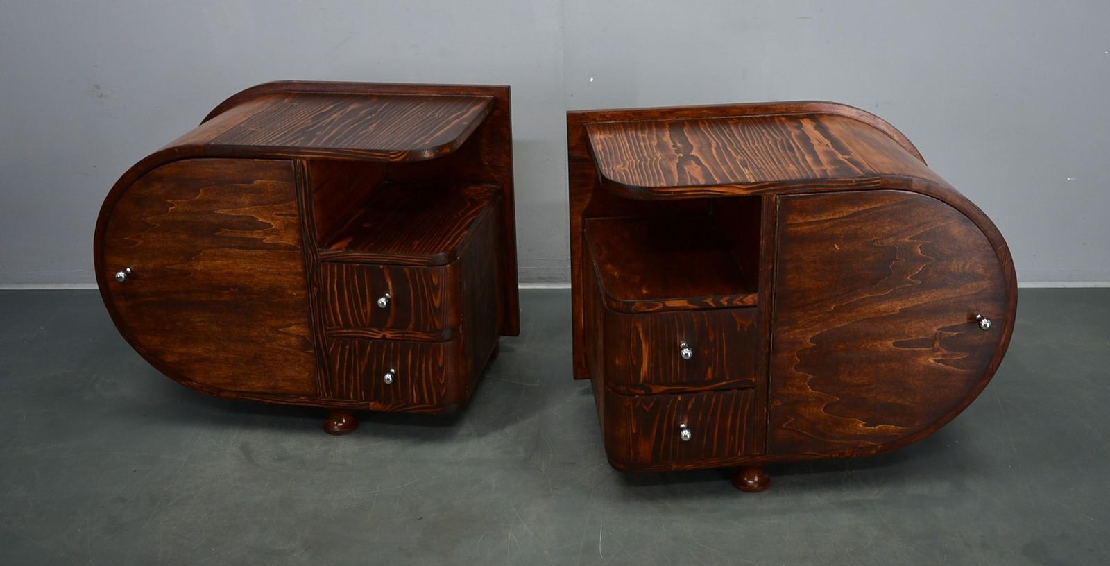 1935s Pair Of Rare Art Deco Bedside Tables, Czechoslovakia photo 1430.0