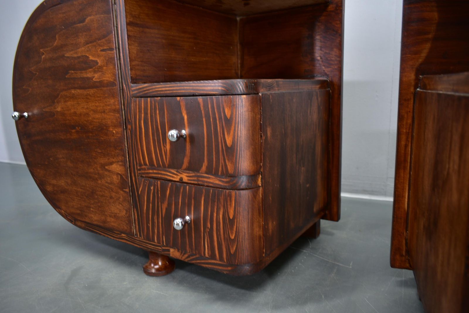 1935s Pair Of Rare Art Deco Bedside Tables, Czechoslovakia photo vintage