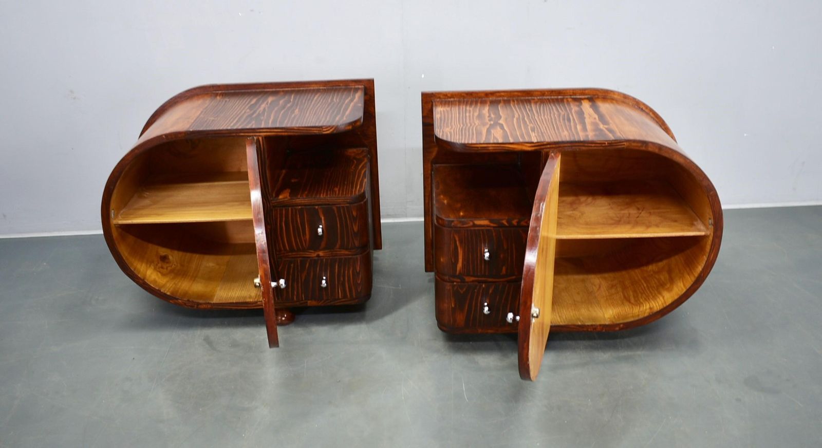 1430.0 1935s Pair Of Rare Art Deco Bedside Tables, Czechoslovakia photo
