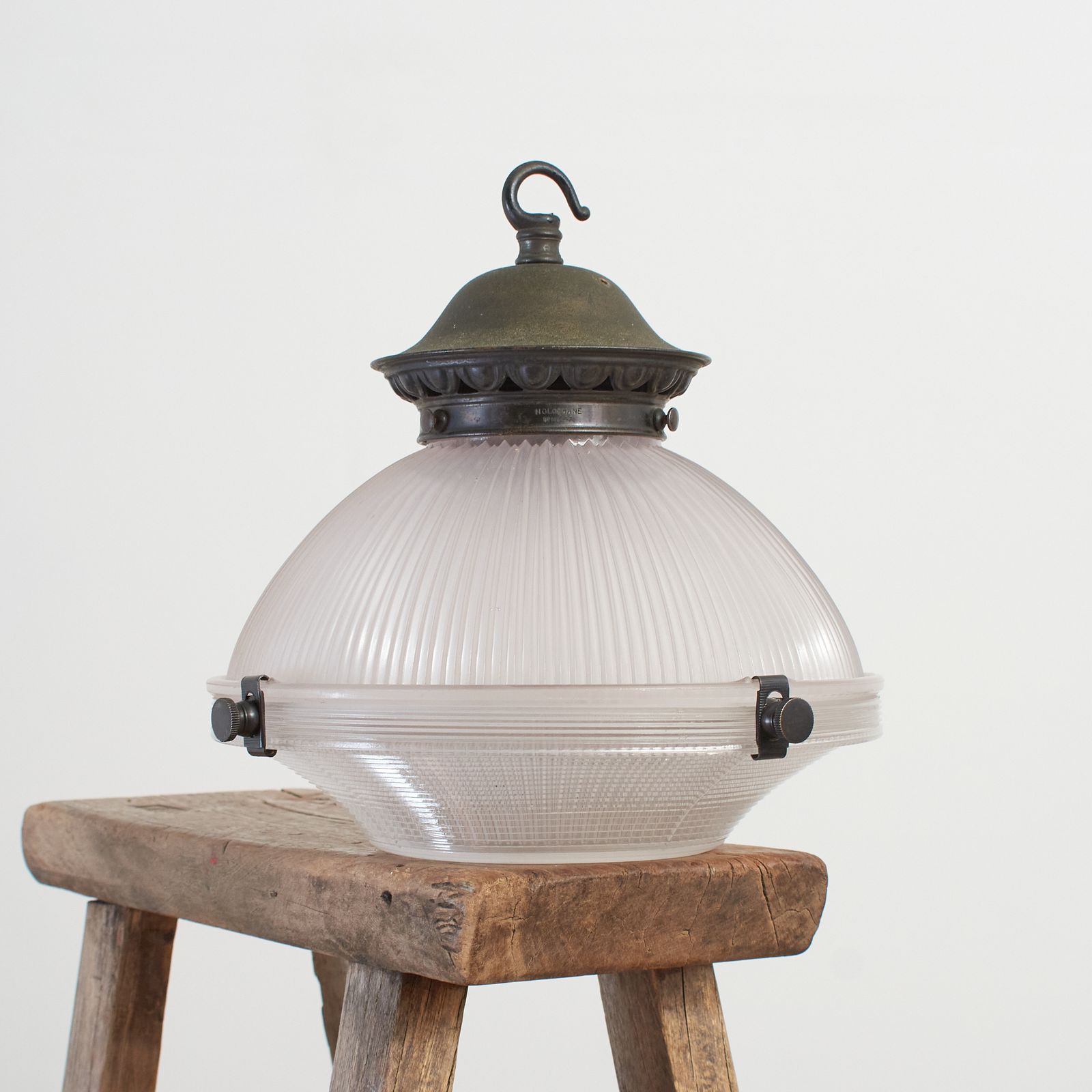 photo furniture Antique Holophane Church Pendant 2 Part Reflector Light – D
