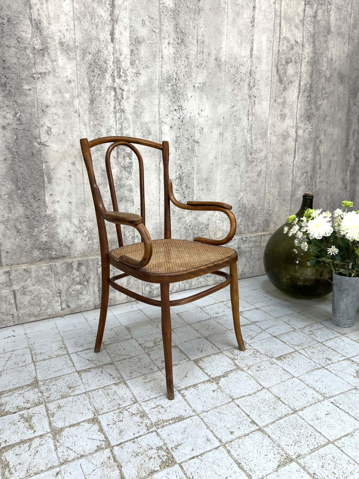 Individual Bentwood French Bistro Chair Carver With Cane Seat photo furniture