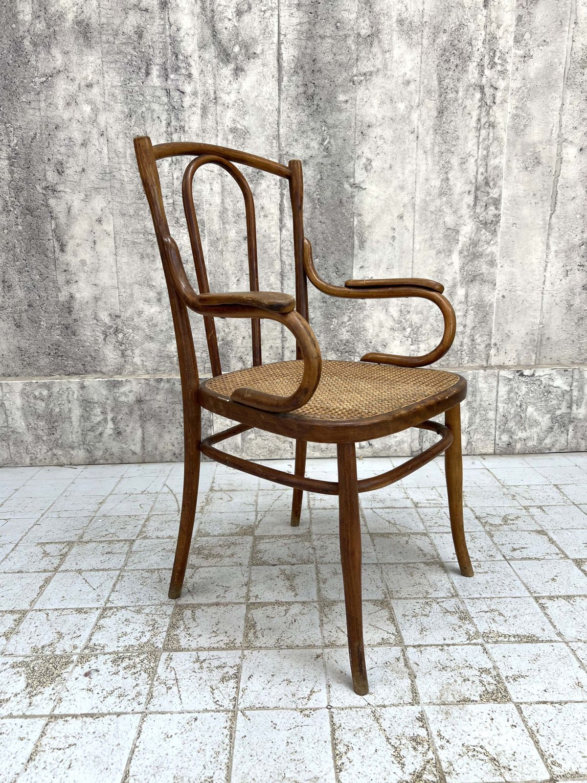 Individual Bentwood French Bistro Chair Carver With Cane Seat photo for sale