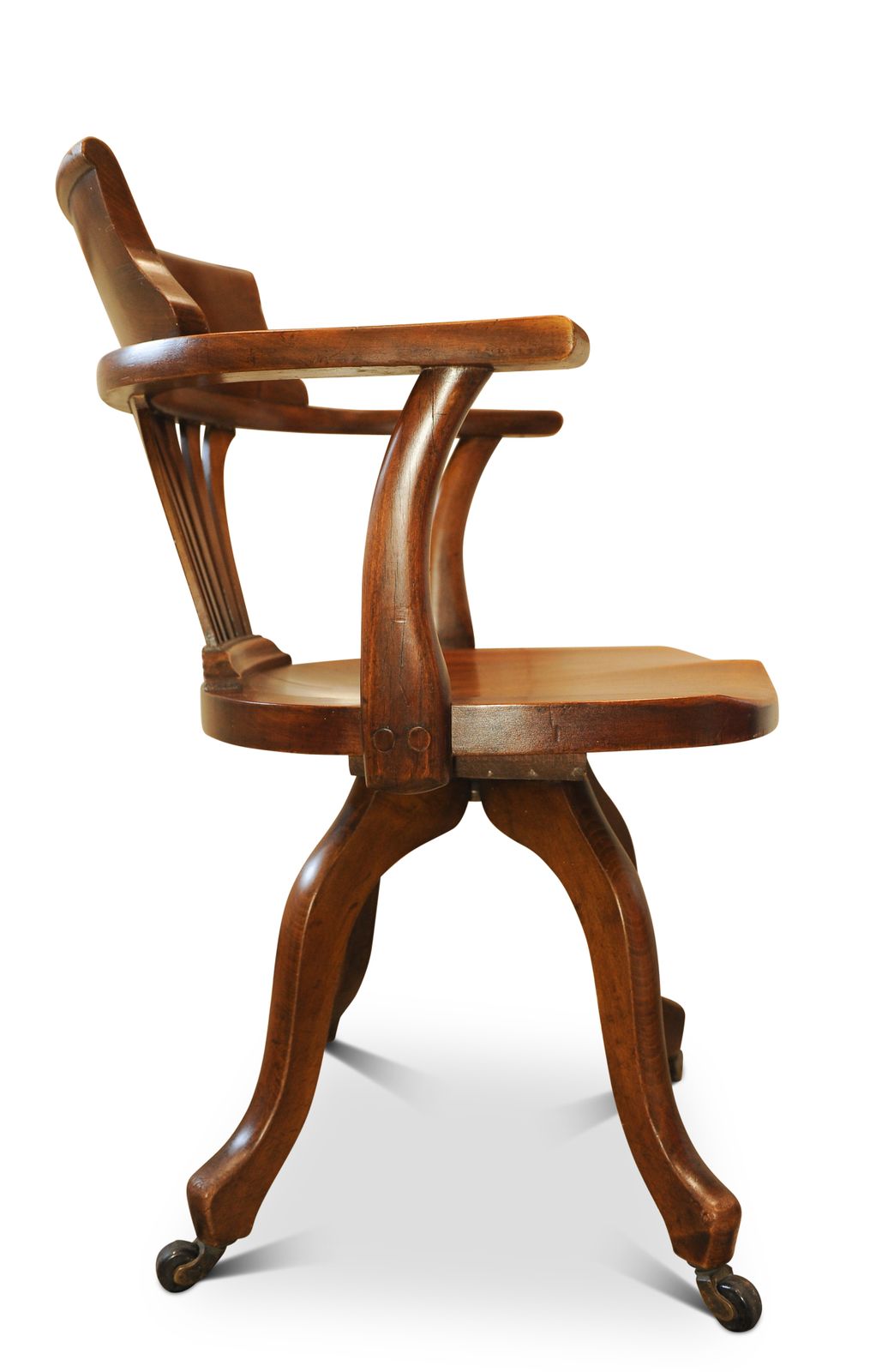 A Victorian Hand Crafted Mahogany Classic Clerks Revolving Desk Chair With Shaped Seat photo vinterior