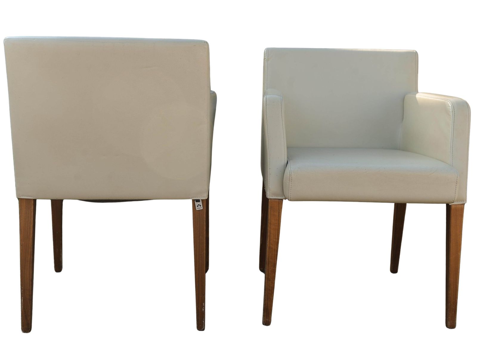 photo furniture Pair Of Hülsta Cream Leather Solid Beech Frame Armchairs Makers Label To Each Chair Model Number D20 Made In Stadtlohn, German