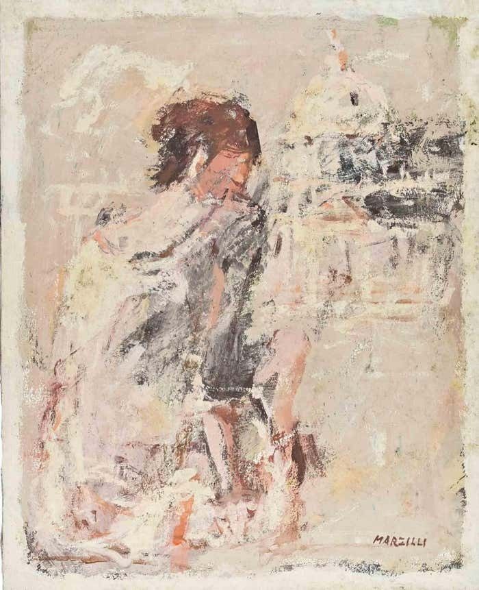 Franco Marzilli Ballerina   Oil Painting By Franco Marzilli   1970s