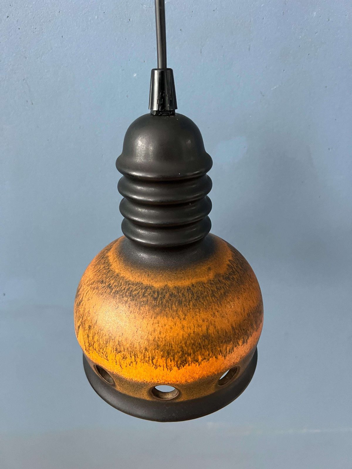 photo for sale Brown Mid Century West Germany Ceramic Pendant Lamp