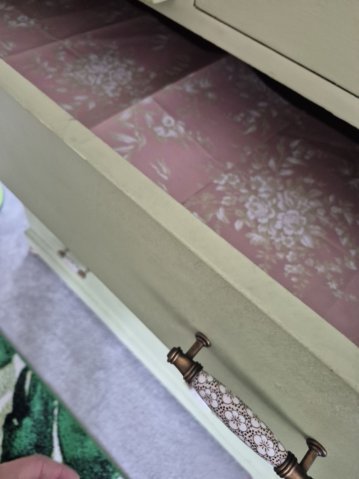 photo vintage 19th C Upcycled Mahogany Chest Of Drawers Green