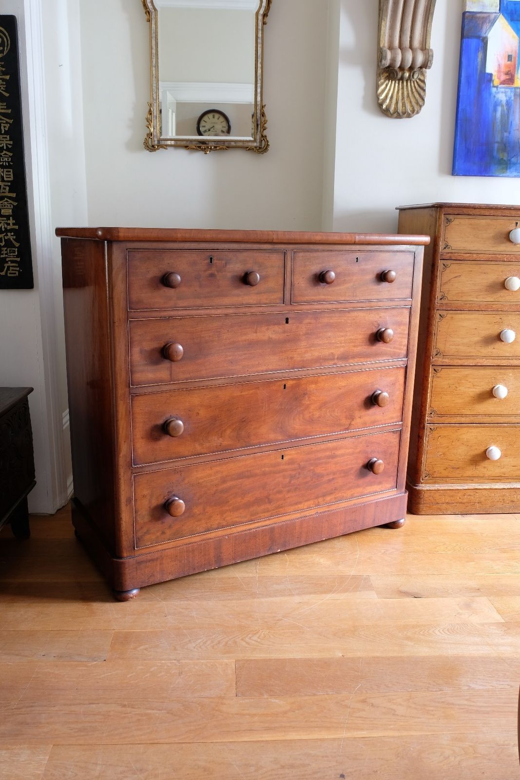 Antique Mahogany Chest Of Drawers – 2 Small Over 3 Large