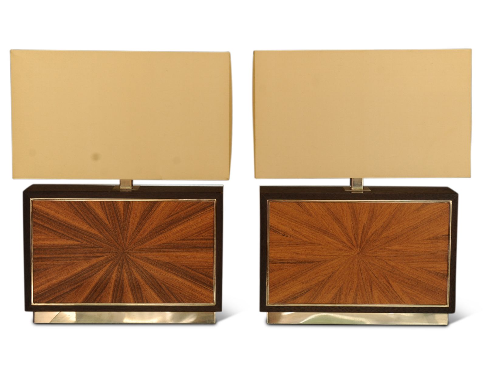 An Elegant Matching Set Of Two Chelsea Sun Burst Side Table Lamps With Chrome Stems & Shades By Viscount David Linley. photo vinterior