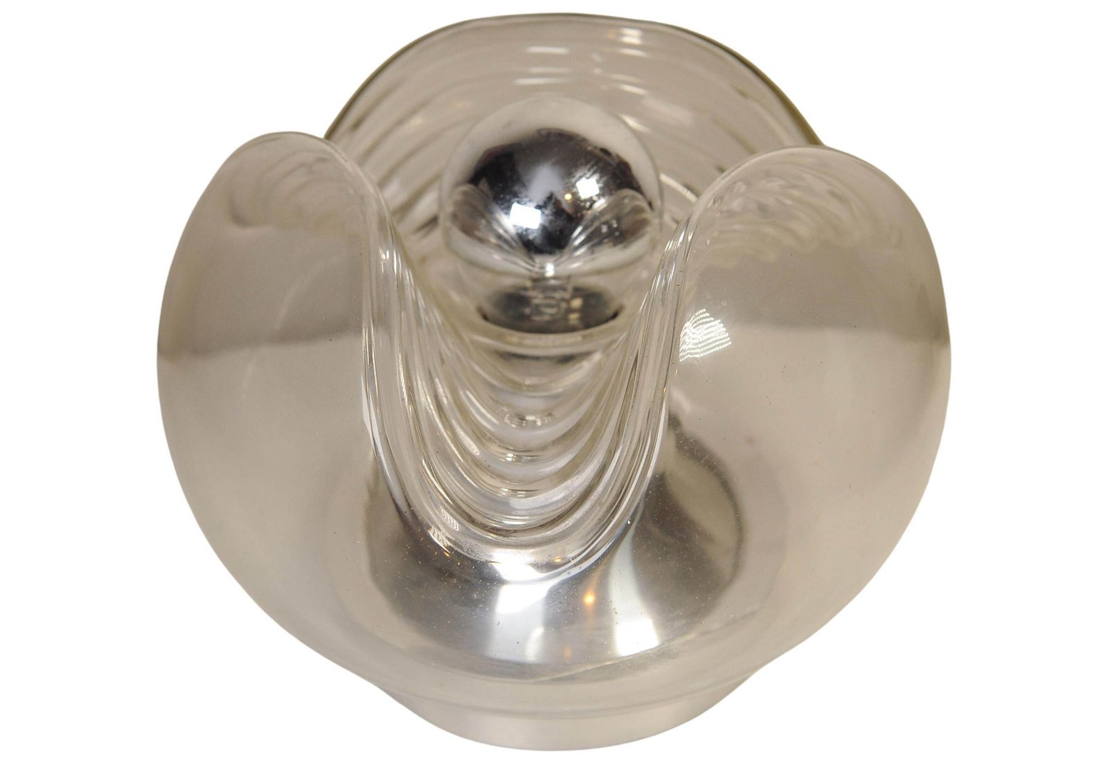 Art Deco Design Organic Moulded Glass & Chrome Table Lamp By Mégal Ag Swiss photo Lighting