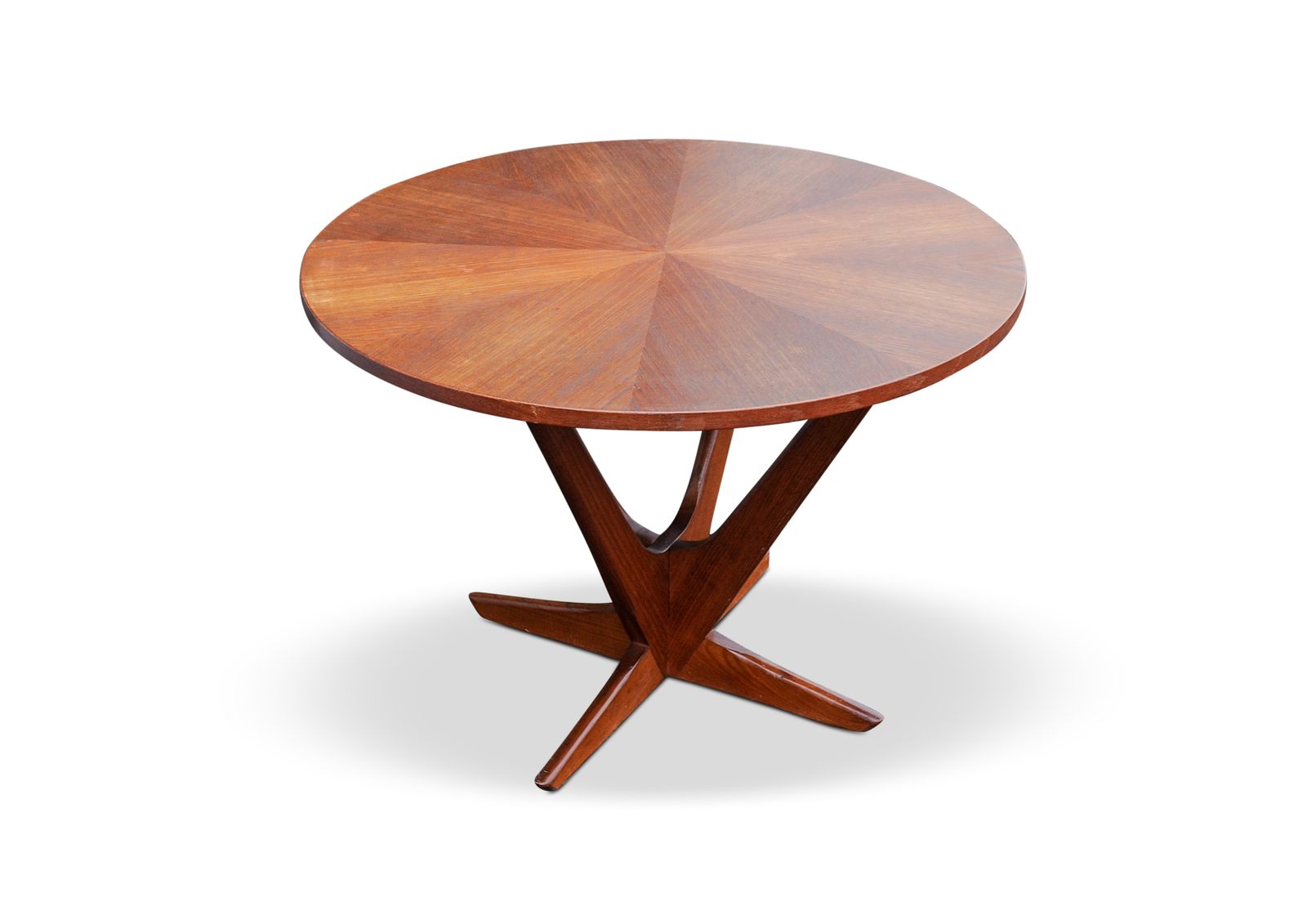 Georg Jensen Kubus Radial Teak Coffee Table, Raised On Intersecting V Shaped Supports Made In Denmark photo 2100.0