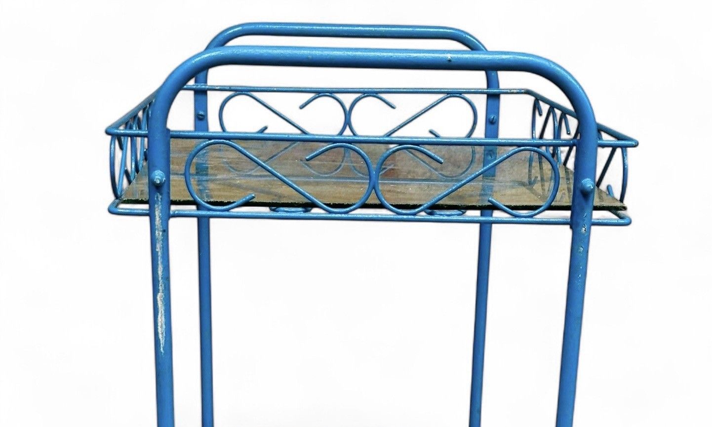Drinks Trolley Gin Bar Steel And Glass C1950s Rare Two Tier photo vinterior