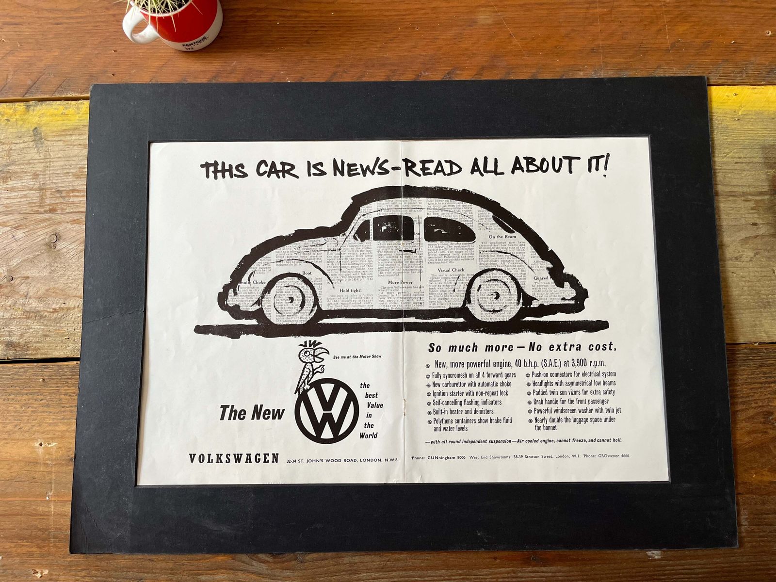 Vintage Vw Volkswagen Beetle Advertising Print   1960s