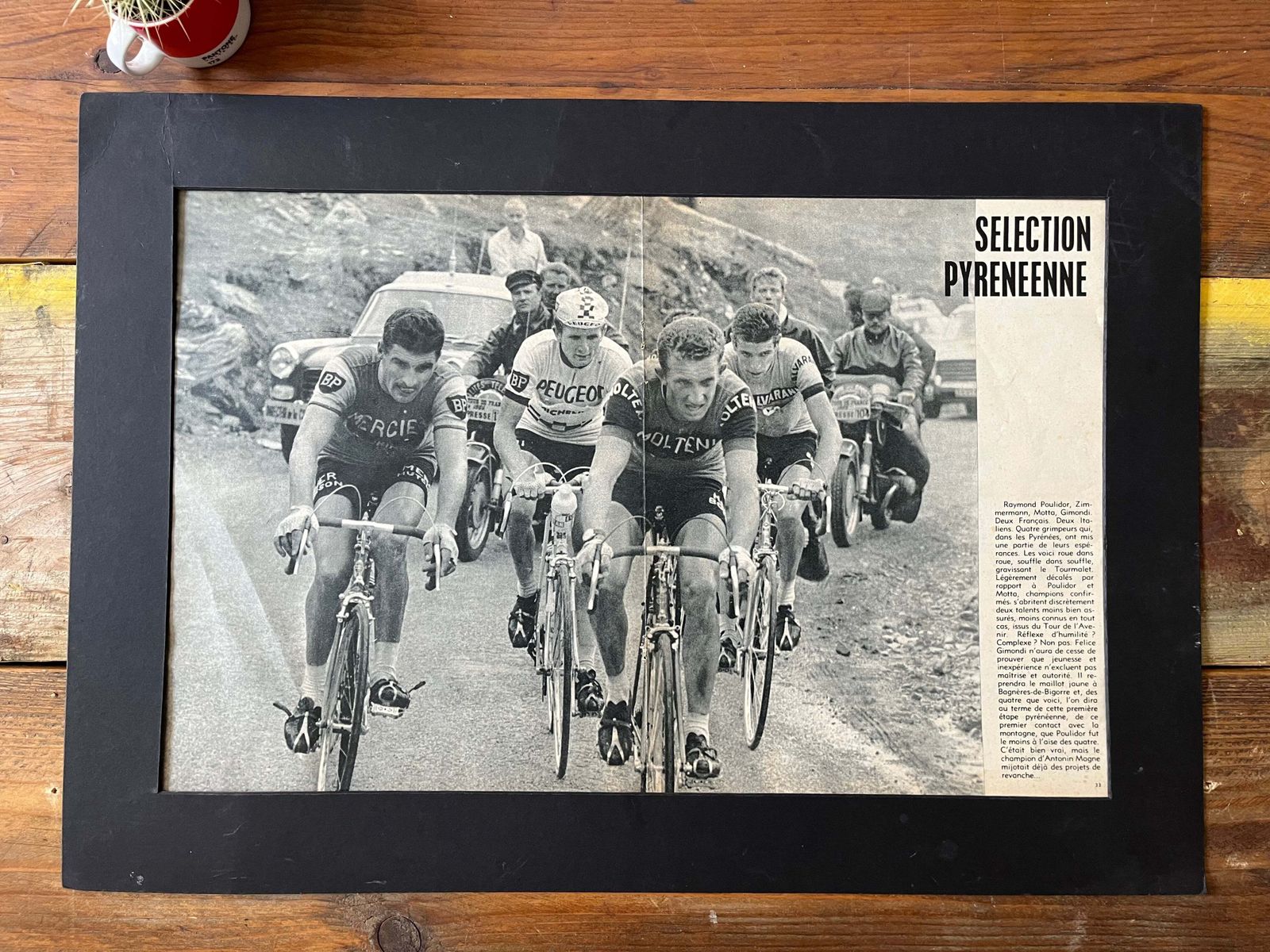 Vintage Cycling Print   Tour De France, Felice Gimondi Raymond Poulidor Pyrenees 1965