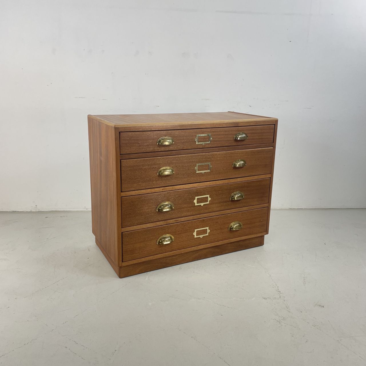 4 Drawer 1930s Plan Chest With Brass Cup Handles