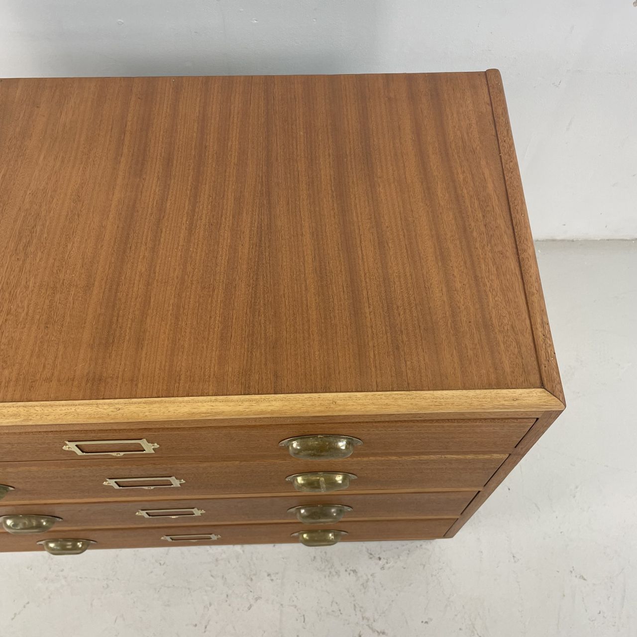 4 Drawer 1930s Plan Chest With Brass Cup Handles photo 1052.0