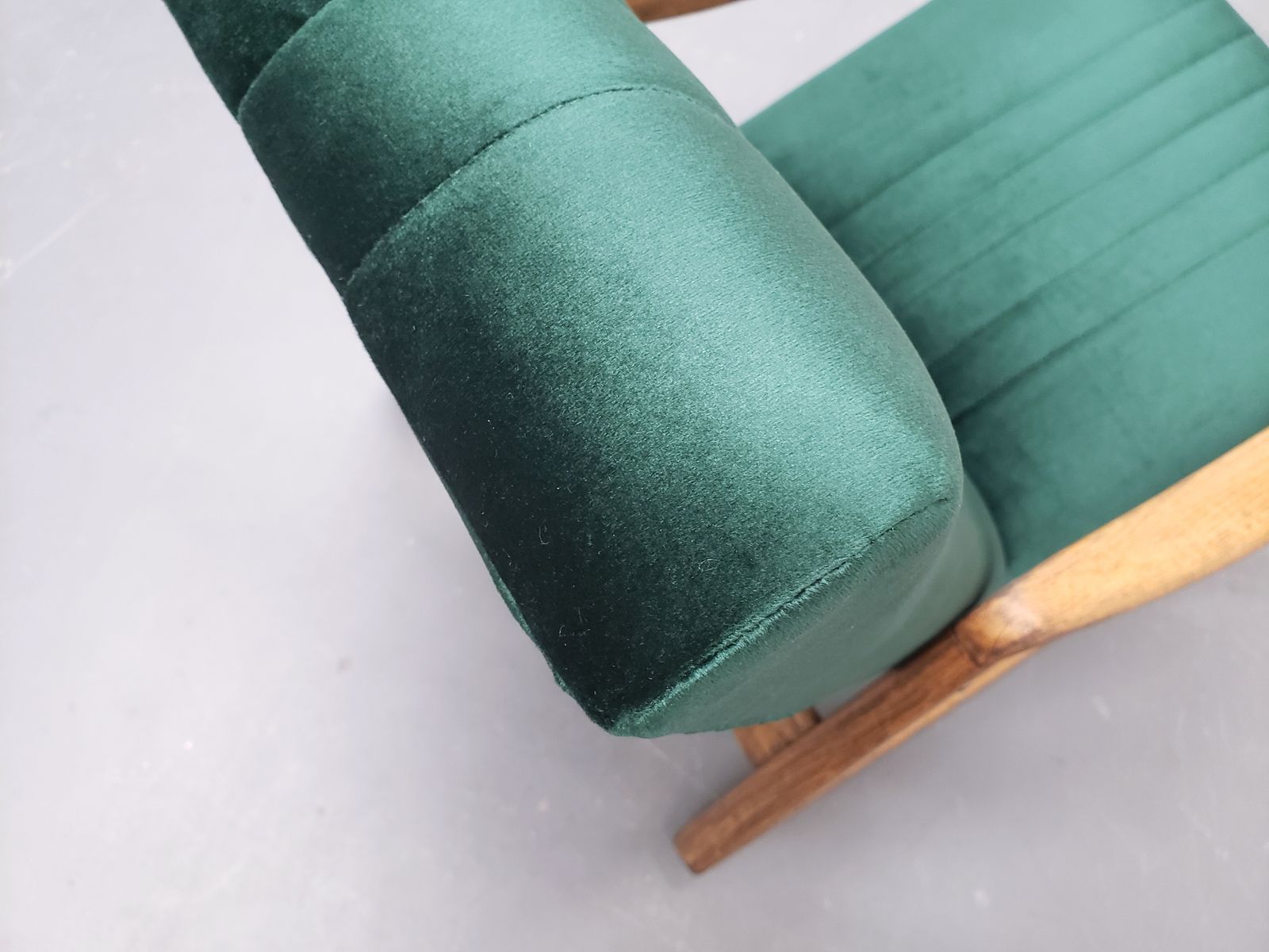 1960 Rocking Chair By Ton In Royal Greenvelvet photo for sale
