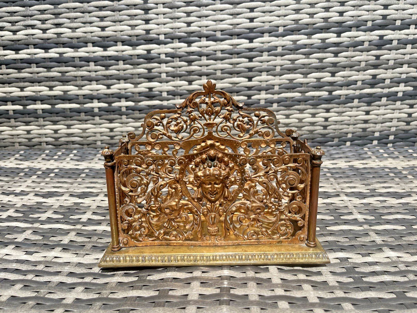 Exceptional Ornate Antique Wt&S William Tonks & Sons Bronze Desk Letter Rack photo for sale