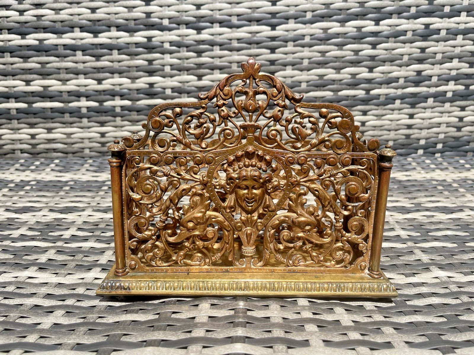 Exceptional Ornate Antique Wt&S William Tonks & Sons Bronze Desk Letter Rack photo 350.0