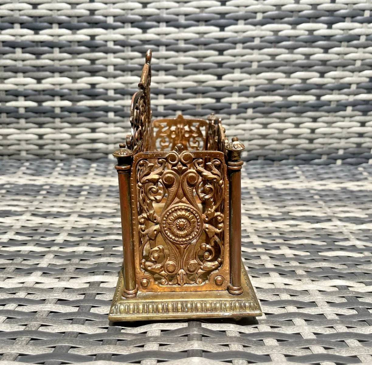 Exceptional Ornate Antique Wt&S William Tonks & Sons Bronze Desk Letter Rack photo vinterior