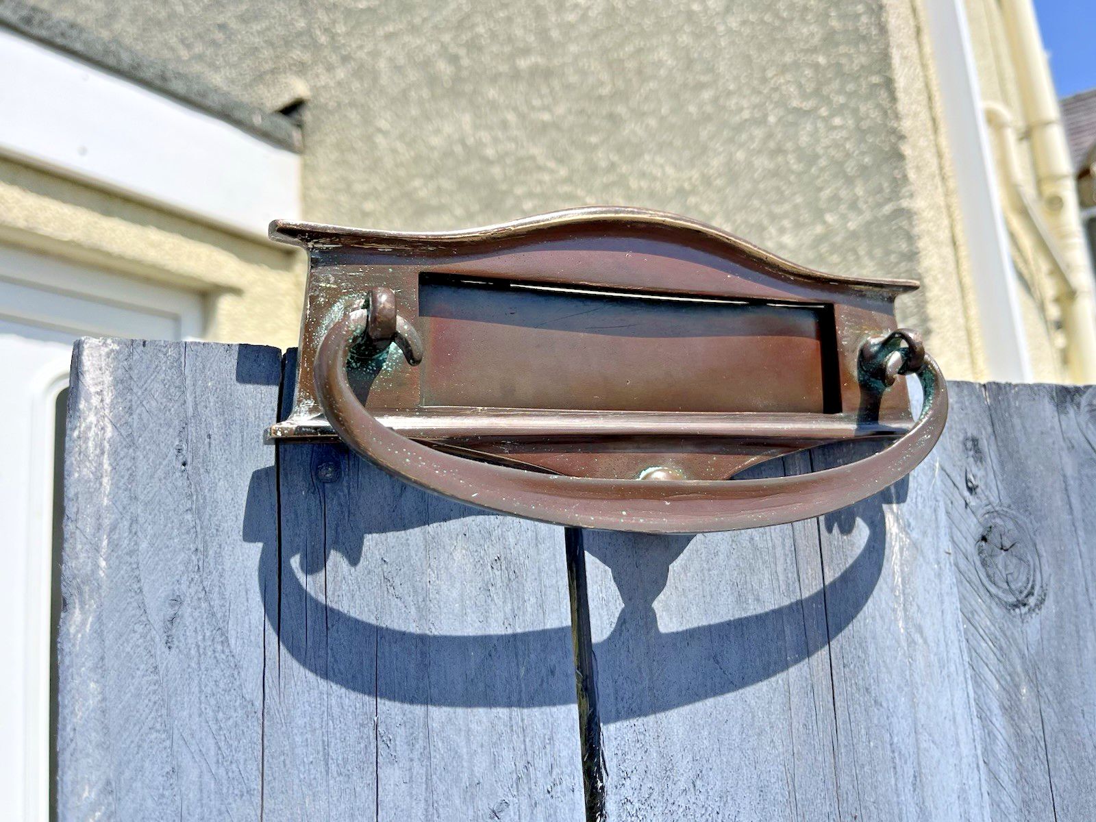 Reclaimed Antique Art Nouveau Bronze Door Knocker Mail Letter Box Posting Slot photo 69.0