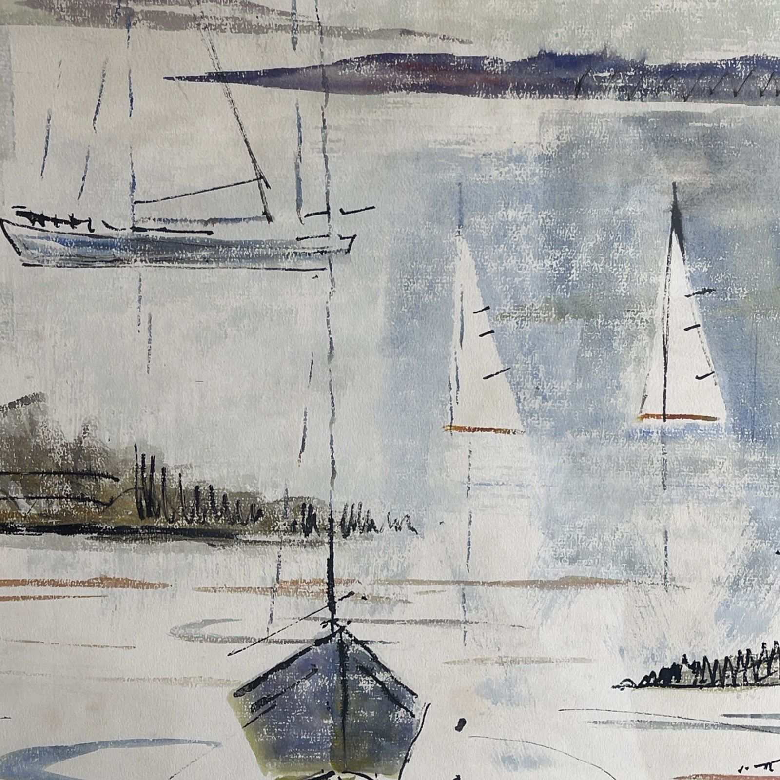 Alfred Birdsey Original Watercolour Painting Bermuda Harbour photo for sale
