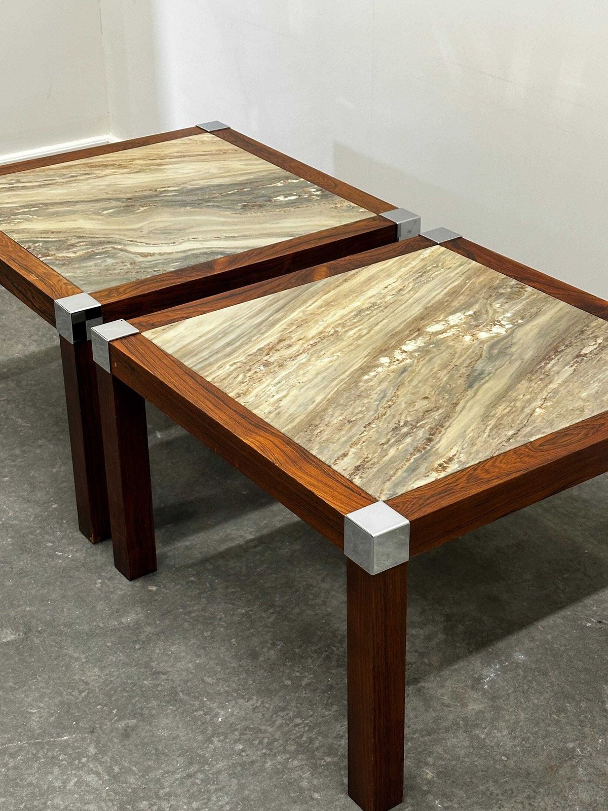 Vintage Breccia Oniciata Marble And Palisander Coffee/ Side Table, Italy 1970s photo vintage