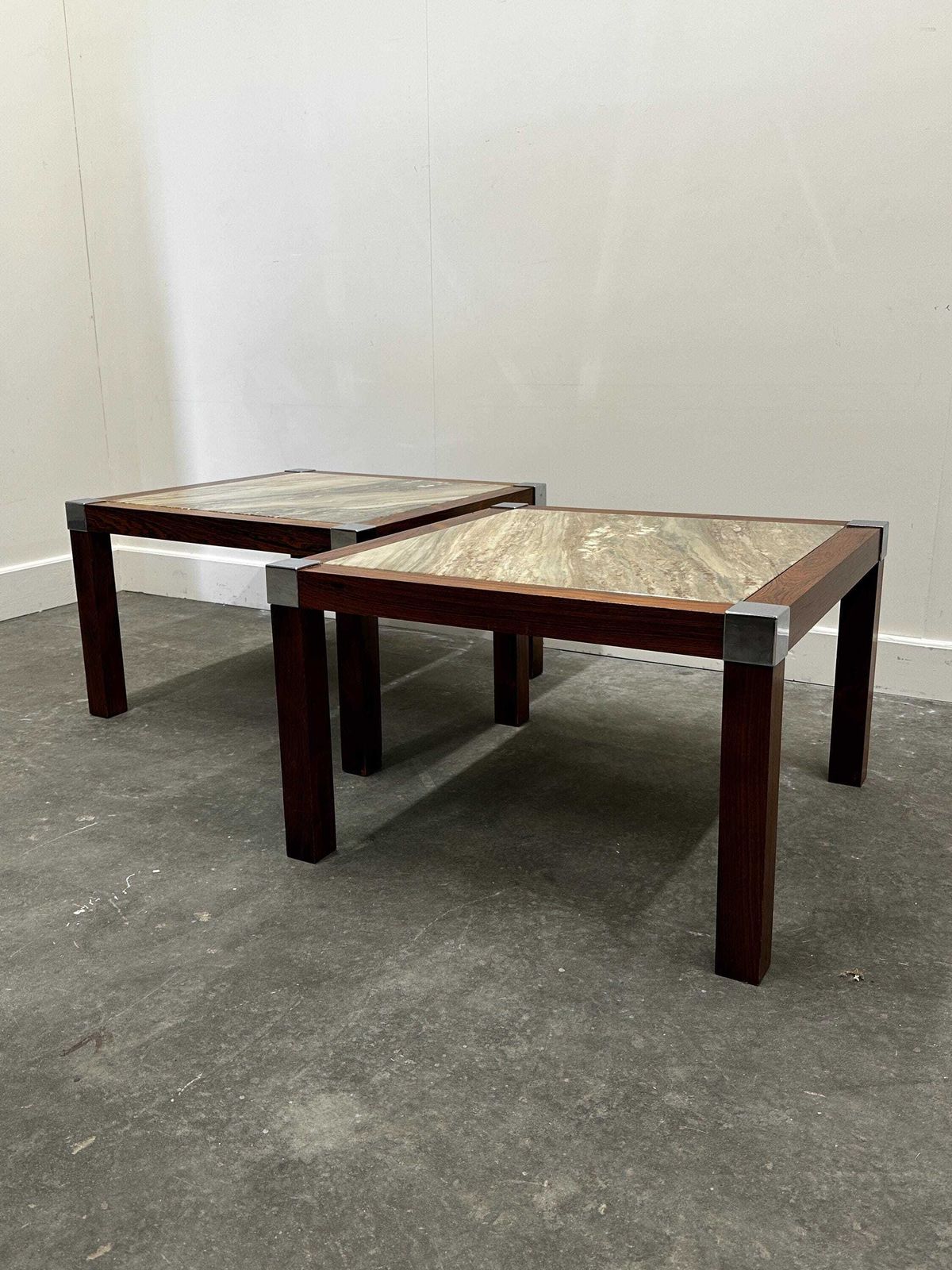 photo furniture Vintage Breccia Oniciata Marble And Palisander Coffee/ Side Table, Italy 1970s