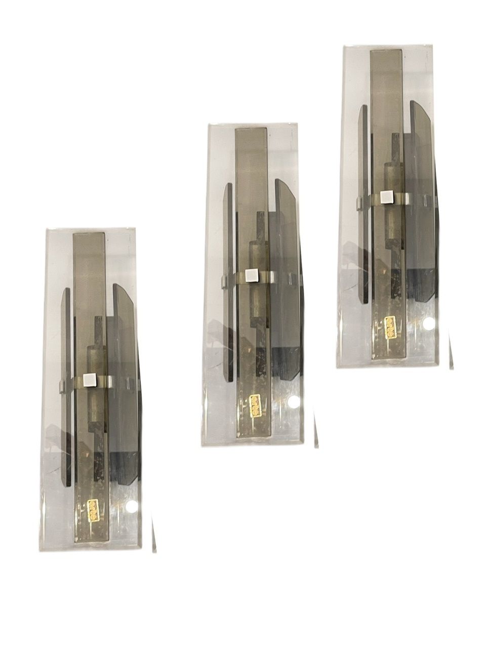 Glass Wall Sconces Set Of 3 By Arte, Italy, 1970s